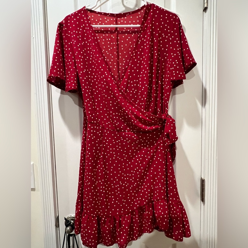 Red polka dot dress